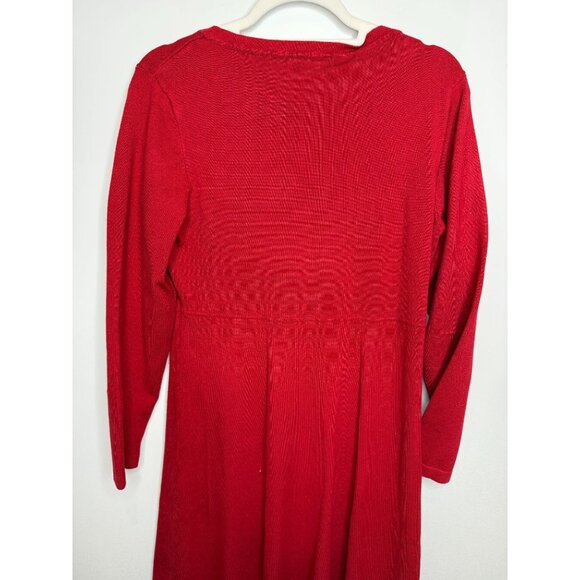 Appraisal Sweater Dress Womens Size L Red Knit Bow Long Sleeve Old Money Work - Picture 8 of 12